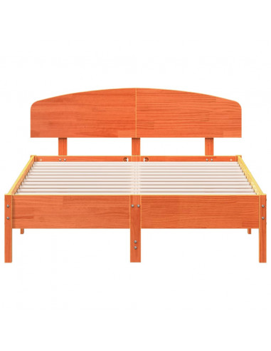 Giroletto con Testiera Marrone Cera 135x190 cm Massello Pino