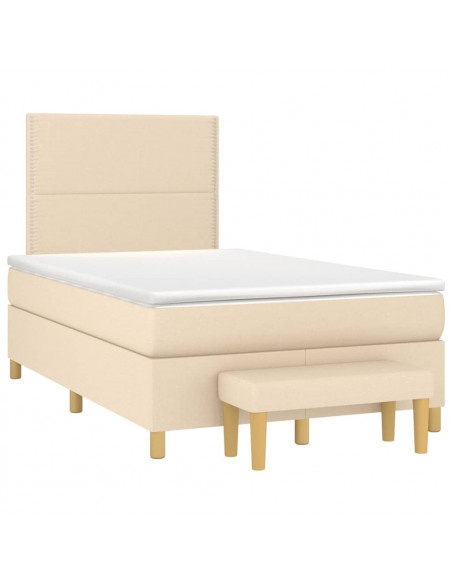Giroletto a Molle con Materasso Crema 120x190 cm in Tessuto