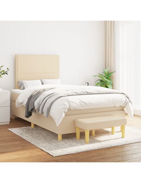 Giroletto a Molle con Materasso Crema 120x190 cm in Tessuto