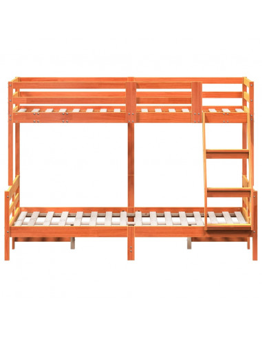 Letto a Castello 90x200/120x200 cm Marrone Cera Massello Pino