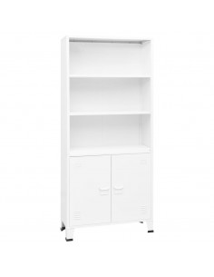 Libreria Industriale Bianca 80x32x180 cm in Acciaio 2