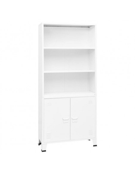 Libreria Industriale Bianca 80x32x180 cm in Acciaio