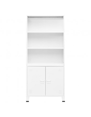 Libreria Industriale Bianca 80x32x180 cm in Acciaio