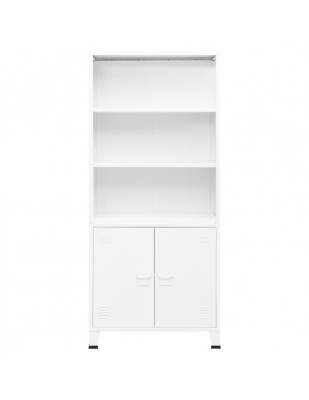 Libreria Industriale Bianca 80x32x180 cm in Acciaio