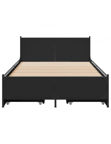 Giroletto con Cassetti Nero 90x200 cm in Legno Multistrato