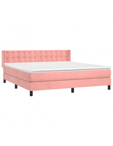 Giroletto a Molle con Materasso Rosa 180x200 cm in Velluto