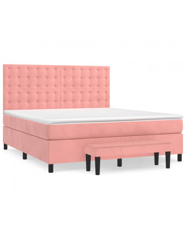 Giroletto a Molle con Materasso Rosa 180x200 cm in Velluto