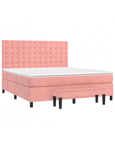 Giroletto a Molle con Materasso Rosa 180x200 cm in Velluto