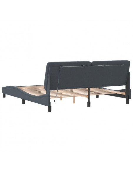 Giroletto con Luci LED Grigio Scuro 180x200 cm in Velluto