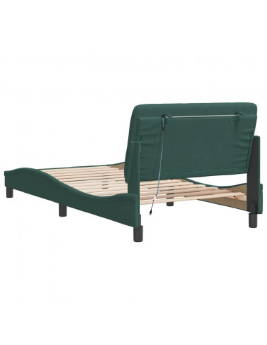 Giroletto con Luci LED Verde Scuro 100x200 cm in Velluto