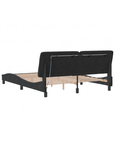 Giroletto con Luci LED Nero 160x200 cm in Velluto