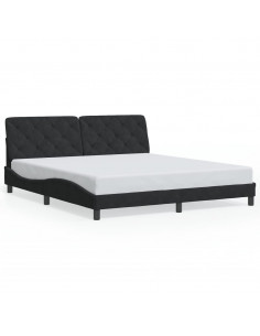 Giroletto con Testiera Nero 180x200 cm in Velluto