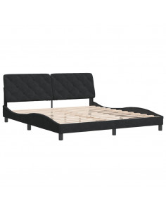 Giroletto con Testiera Nero 180x200 cm in Velluto 2