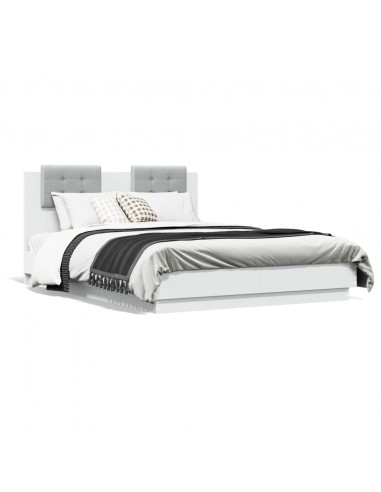 Giroletto con Testiera Bianco 140x190 cm in Legno Multistrato