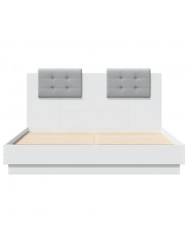 Giroletto con Testiera Bianco 140x190 cm in Legno Multistrato