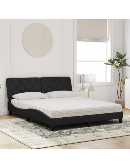 Letto con Materasso Nero 160x200 cm in Velluto