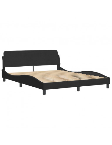 Letto con Materasso Nero 160x200 cm in Velluto