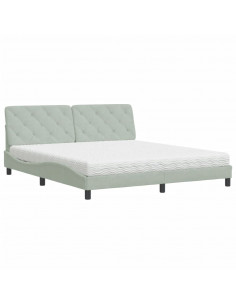 Letto con Materasso Grigio Chiaro 180x200 cm in Velluto 2