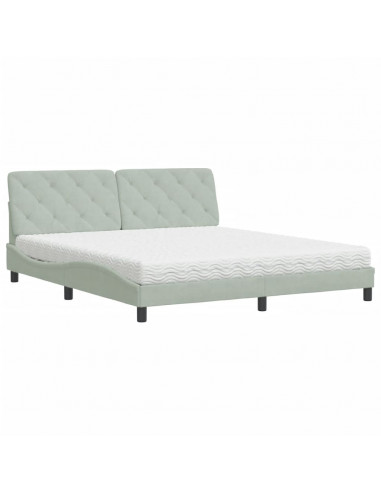 Letto con Materasso Grigio Chiaro 180x200 cm in Velluto