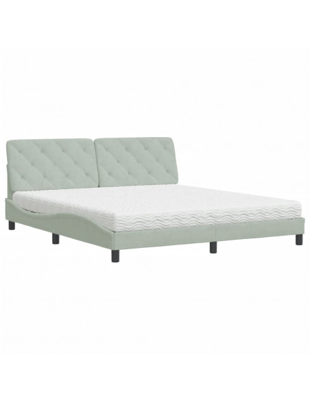 Letto con Materasso Grigio Chiaro 180x200 cm in Velluto