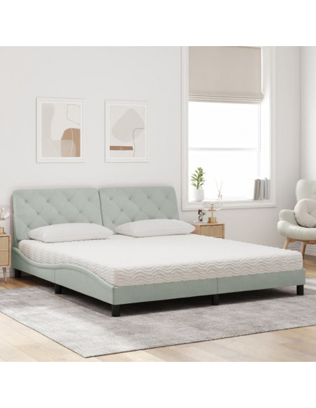 Letto con Materasso Grigio Chiaro 180x200 cm in Velluto