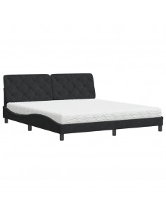 Letto con Materasso Nero 180x200 cm in Velluto
