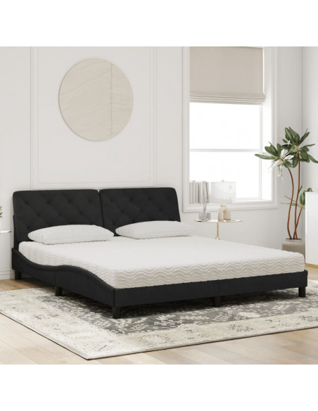 Letto con Materasso Nero 180x200 cm in Velluto