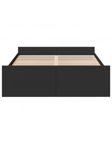 Giroletto con Cassetti Nero 135x190 cm in Legno Multistrato