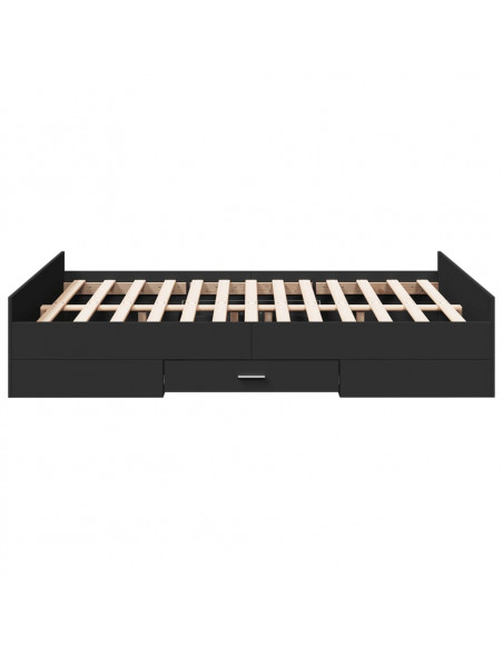Giroletto con Cassetti Nero 135x190 cm in Legno Multistrato