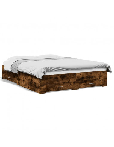 Giroletto con Cassetti Rovere Fumo 160x200 cm Legno Multistrato