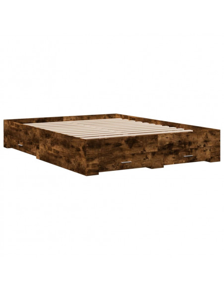 Giroletto con Cassetti Rovere Fumo 160x200 cm Legno Multistrato