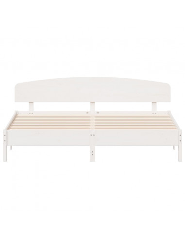 Giroletto con Testiera Bianco 200x200 cm Legno Massello di Pino