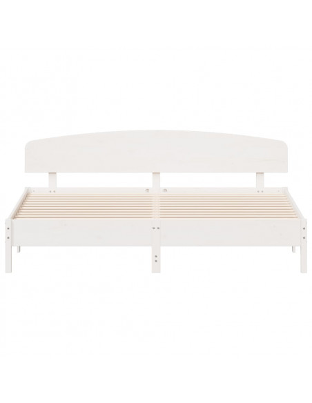 Giroletto con Testiera Bianco 200x200 cm Legno Massello di Pino
