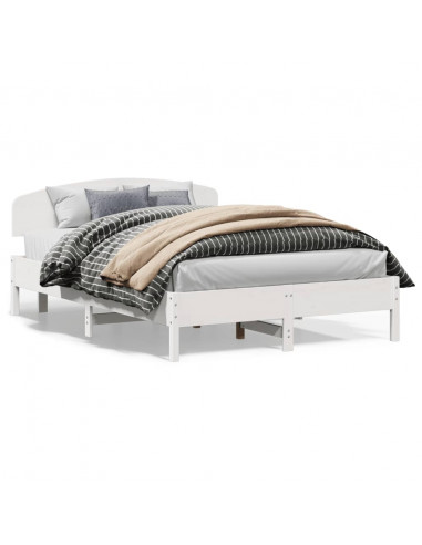 Giroletto con Testiera Bianco 150x200 cm Legno Massello di Pino