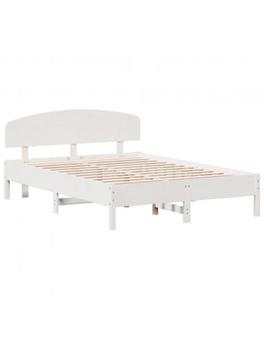 Giroletto con Testiera Bianco 150x200 cm Legno Massello di Pino