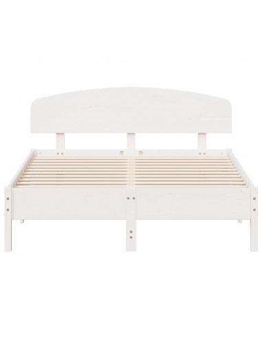 Giroletto con Testiera Bianco 150x200 cm Legno Massello di Pino