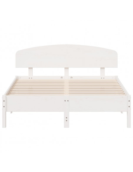 Giroletto con Testiera Bianco 150x200 cm Legno Massello di Pino