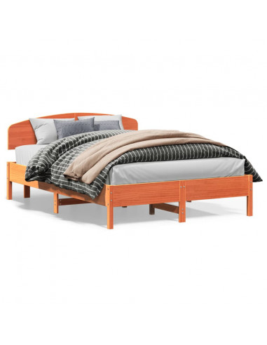 Giroletto con Testiera Marrone Cera 140x200 cm Massello Pino