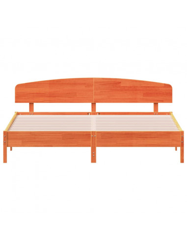 Giroletto con Testiera Marrone Cera 200x200 cm Massello Pino