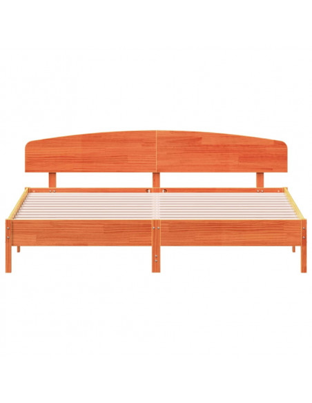 Giroletto con Testiera Marrone Cera 200x200 cm Massello Pino