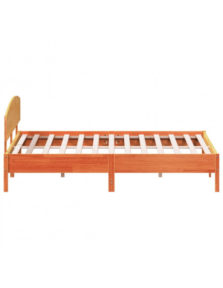 Giroletto con Testiera Marrone Cera 200x200 cm Massello Pino