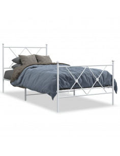 Giroletto con Testiera e Pediera Metallo Bianco 90x200 cm 2