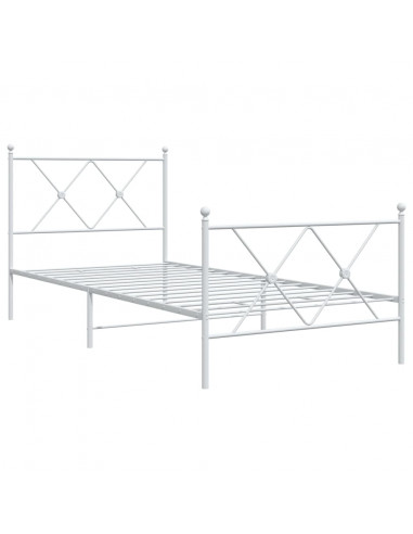 Giroletto con Testiera e Pediera Metallo Bianco 90x200 cm