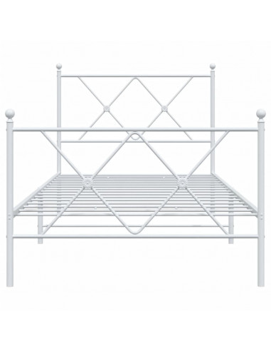 Giroletto con Testiera e Pediera Metallo Bianco 90x200 cm