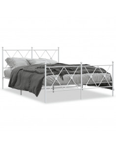 Giroletto con Testiera e Pediera Metallo Bianco 140x190 cm 2