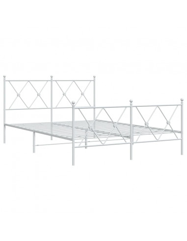 Giroletto con Testiera e Pediera Metallo Bianco 140x190 cm