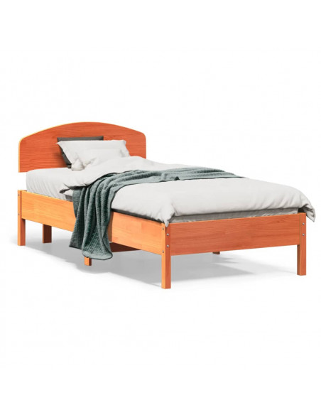 Giroletto con Testiera Marrone Cera 75x190 cm Massello Pino