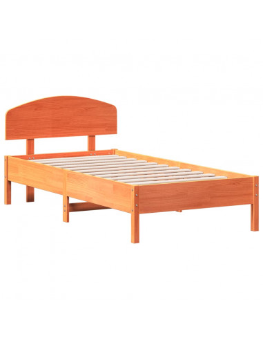 Giroletto con Testiera Marrone Cera 75x190 cm Massello Pino