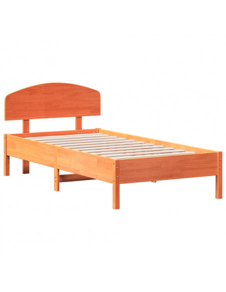 Giroletto con Testiera Marrone Cera 75x190 cm Massello Pino