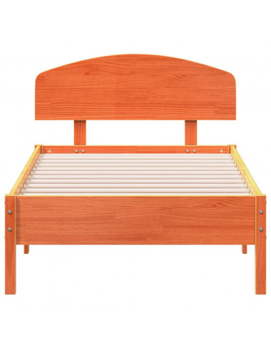 Giroletto con Testiera Marrone Cera 75x190 cm Massello Pino